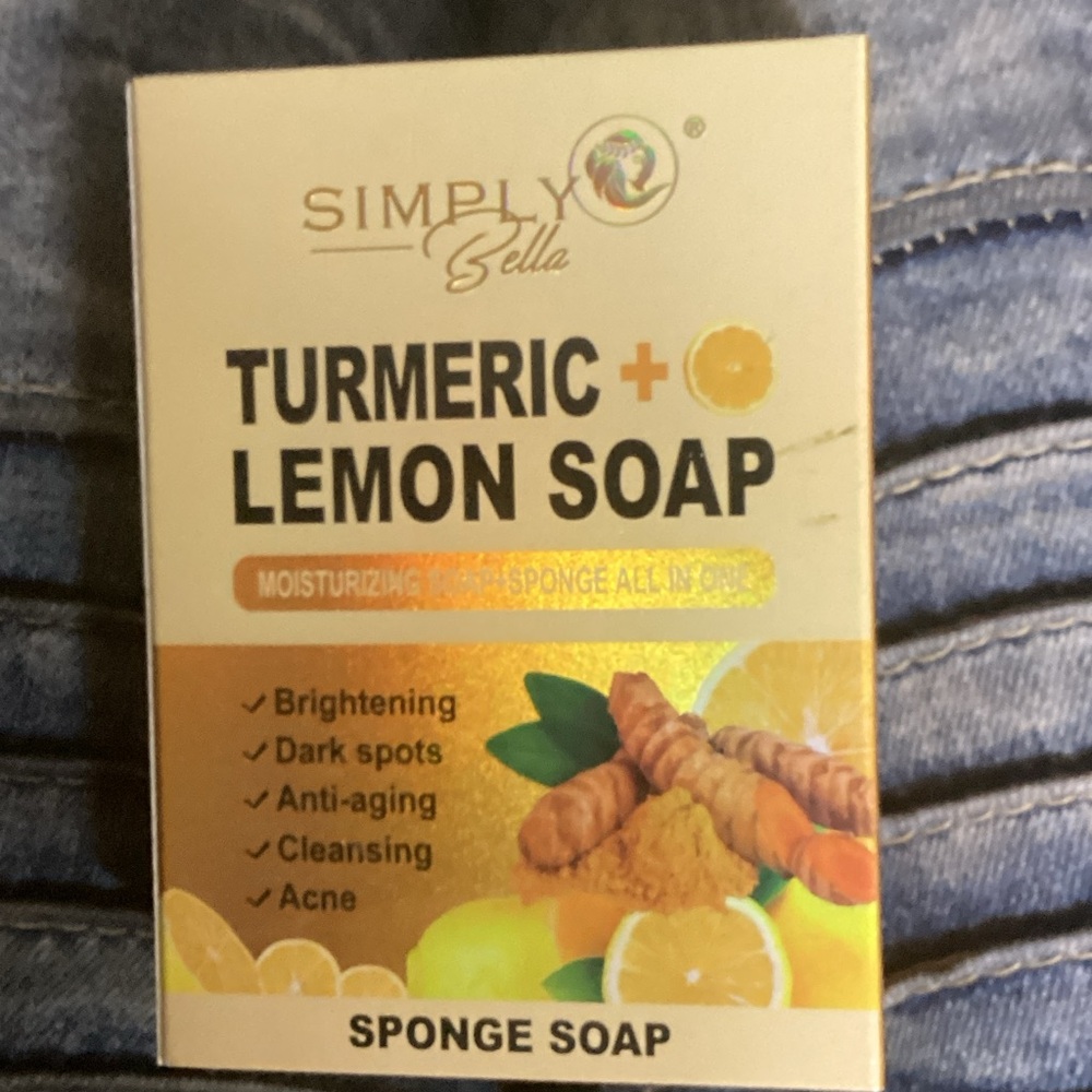 Simply Belle Turmeric Lemon Sponge Soap - Gold and Yellow